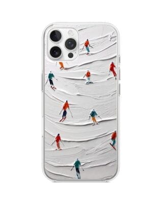 Etui do iPhone 12 Pro Max z MagSafe przeźroczyste, silikonowe Flexi, Zimowa magia, Narciarski obraz