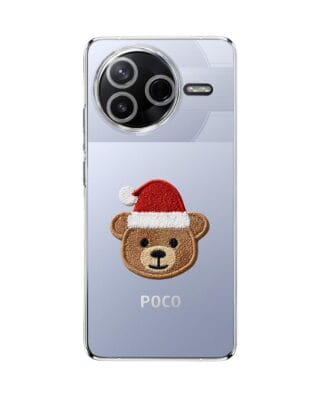 Etui do Xiaomi POCO F7 Pro przeźroczyste, silikonowe Flexi, Przytulne święta, Miś mikołajek