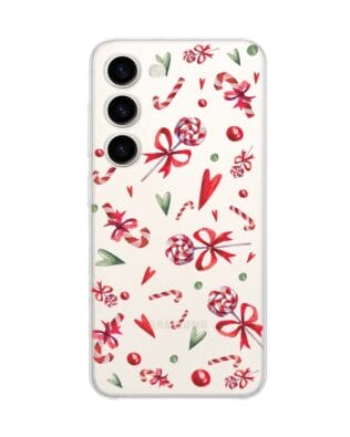 Etui do Samsung Galaxy S23 przeźroczyste, silikonowe Flexi, Cukierki świąteczne