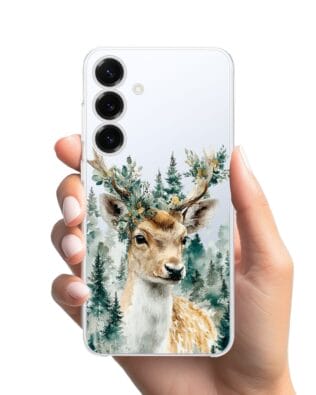 Etui do Samsung Galaxy S25 Plus przeźroczyste, silikonowe Flexi, Przytulne święta, Leśny jelonek
