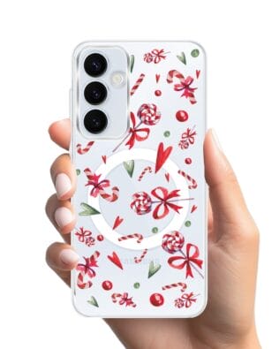 Etui do Samsung Galaxy A35 5G z MagSafe przeźroczyste, silikonowe Flexi, Cukierki świąteczne