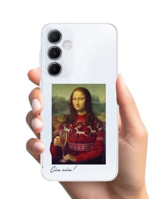 Etui do Samsung Galaxy A35 5G przeźroczyste, silikonowe Flexi, Mona Lisa z szampanem