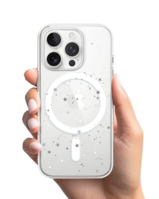 Etui do iPhone 13 Pro z MagSafe przeźroczyste, silikonowe Flexi, Zimowa magia, Szampańskie gwiazdki