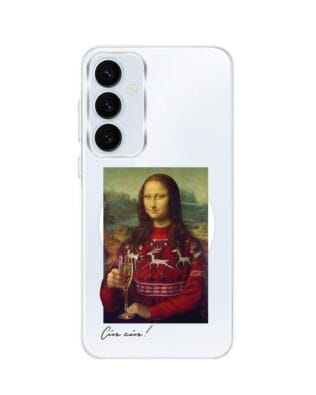 Etui do Samsung Galaxy A55 5G z MagSafe przeźroczyste, silikonowe Flexi, Mona Lisa z szampanem