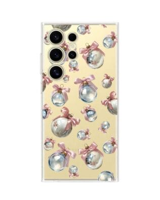 Etui do Samsung Galaxy S24 Ultra przeźroczyste, silikonowe Flexi, Przytulne święta, Pastelowe bombki
