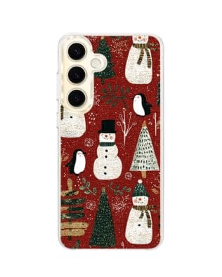 Etui do Samsung Galaxy S24 z MagSafe przeźroczyste, silikonowe Flexi, Przytulne święta, Rustykalna świąteczna kraina