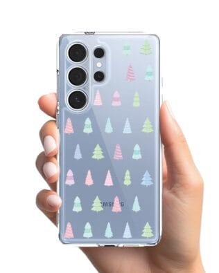 Etui do Samsung Galaxy S25 Ultra przeźroczyste, silikonowe Flexi, Pastelowe choinki