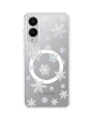 Etui do Samsung Galaxy S25 Edge z MagSafe przeźroczyste, silikonowe Flexi, Zimowa magia, Delikatne płatki śniegu