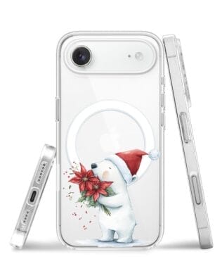 Etui do iPhone Air z MagSafe przeźroczyste, silikonowe Flexi, Przytulne święta, Miś świąteczny