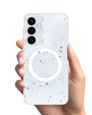 Etui do Samsung Galaxy A55 5G z MagSafe przeźroczyste, silikonowe Flexi, Zimowa magia, Szampańskie gwiazdki