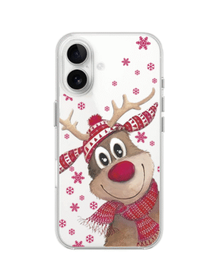 Etui do iPhone 16 przeźroczyste, silikonowe Flexi, Renifer