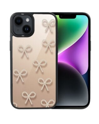 Etui do iPhone 14 IBIZU DropGuard Matt z MagSafe, Zimowa magia, Perłowe kokardki