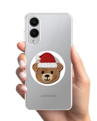 Etui do Samsung Galaxy S25 Edge z MagSafe przeźroczyste, silikonowe Flexi, Przytulne święta, Miś mikołajek