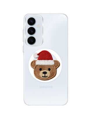 Etui do Samsung Galaxy A55 5G z MagSafe przeźroczyste, silikonowe Flexi, Przytulne święta, Miś mikołajek