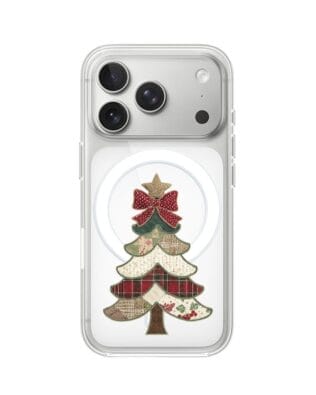Etui do iPhone 17 Pro z MagSafe przeźroczyste, silikonowe Flexi, Przytulne święta, Kraciasta choinka