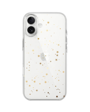 Etui do iPhone 17 przeźroczyste, silikonowe Flexi, Zimowa magia, Złote gwiazdki