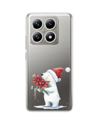 Etui do Xiaomi 14T Pro przeźroczyste, silikonowe Flexi, Przytulne święta, Miś świąteczny