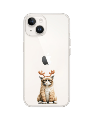 Etui do iPhone 13 Mini przeźroczyste, silikonowe Flexi, Przytulne święta, Kot który nie chciał być reniferem