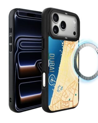 Etui do iPhone 17 Pro IBIZU DropGuard Matt z MagSafe, mapy świata, Dubai