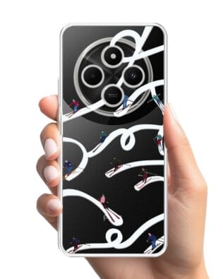 Etui do Xiaomi POCO C75 przeźroczyste, silikonowe Flexi, Zimowa magia, Narciarskie wiraże