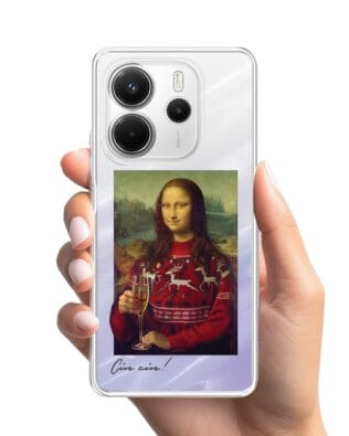 Etui do Xiaomi Redmi Note 14 4G przeźroczyste, silikonowe Flexi, Mona Lisa z szampanem