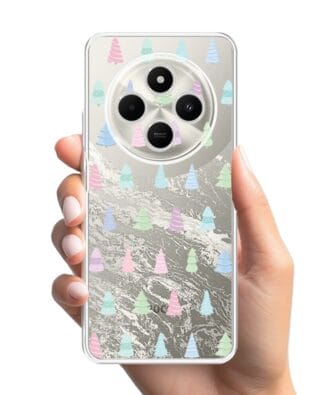 Etui do Xiaomi POCO C75 przeźroczyste, silikonowe Flexi, Pastelowe choinki