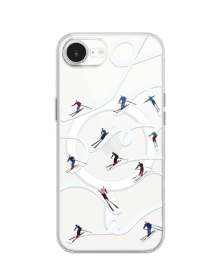 Etui do iPhone 16e z MagSafe przeźroczyste, silikonowe Flexi, Zimowa magia, Narciarskie wiraże