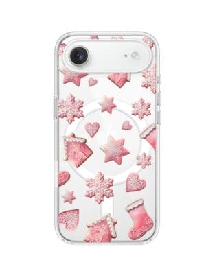 Etui do iPhone Air z MagSafe przeźroczyste, silikonowe Flexi, Przytulne święta, Różowe pierniczki