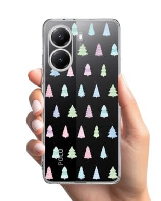 Etui do Xiaomi POCO X7 Pro przeźroczyste, silikonowe Flexi, Pastelowe choinki