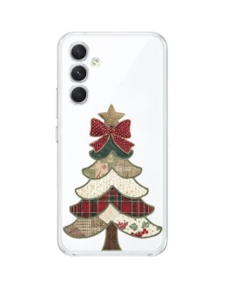 Etui do Samsung Galaxy A54 5G przeźroczyste, silikonowe Flexi, Przytulne święta, Kraciasta choinka