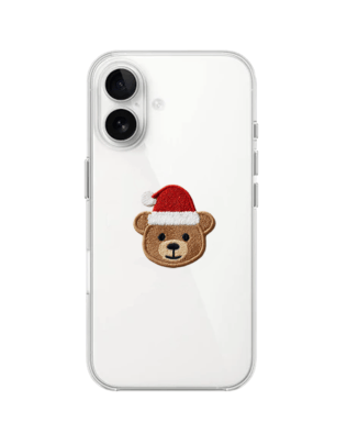 Etui do iPhone 16 Plus przeźroczyste, silikonowe Flexi, Przytulne święta, Miś mikołajek