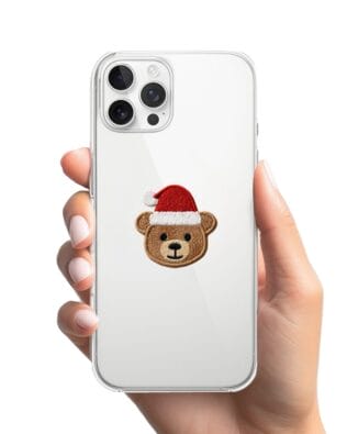 Etui do iPhone 12 Pro przeźroczyste, silikonowe Flexi, Przytulne święta, Miś mikołajek