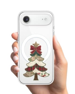 Etui do iPhone Air z MagSafe przeźroczyste, silikonowe Flexi, Przytulne święta, Kraciasta choinka