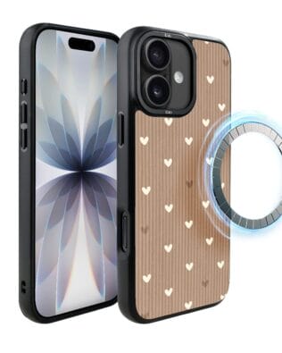 Etui do iPhone 17 IBIZU DropGuard Matt z MagSafe, Boho, Pudrowe serca