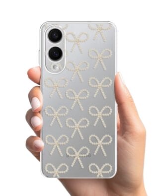 Etui do Samsung Galaxy S25 Edge przeźroczyste, silikonowe Flexi, Przytulne święta, złote kokardki