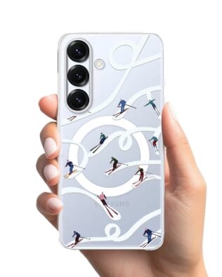 Etui do Samsung Galaxy S25 Plus z MagSafe przeźroczyste, silikonowe Flexi, Zimowa magia, Narciarskie wiraże