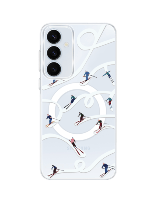 Etui do Samsung Galaxy A35 5G z MagSafe przeźroczyste, silikonowe Flexi, Zimowa magia, Narciarskie wiraże