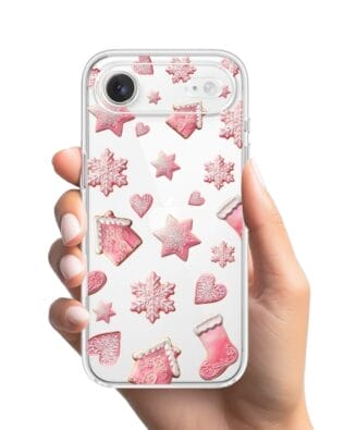 Etui do iPhone Air przeźroczyste, silikonowe Flexi, Przytulne święta, Różowe pierniczki