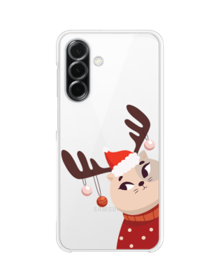 Etui do Samsung Galaxy A26 5G przeźroczyste, silikonowe Flexi, Kotek przebrany za reniferka