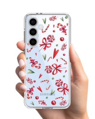Etui do Samsung Galaxy S24 FE przeźroczyste, silikonowe Flexi, Cukierki świąteczne