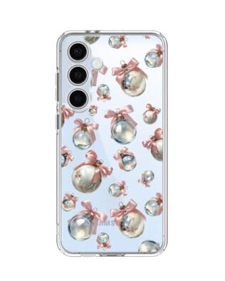 Etui do Samsung Galaxy S24 FE przeźroczyste, silikonowe Flexi, Przytulne święta, Pastelowe bombki