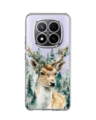 Etui do Xiaomi Redmi Note 14 Pro 4G przeźroczyste, silikonowe Flexi, Przytulne święta, Leśny jelonek