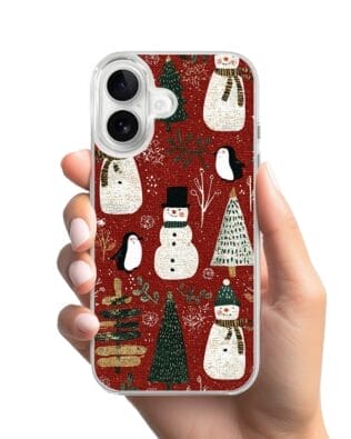 Etui do iPhone 16 z MagSafe przeźroczyste, silikonowe Flexi, Przytulne święta, Rustykalna świąteczna kraina