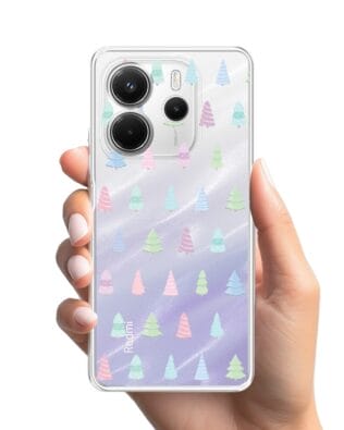 Etui do Xiaomi Redmi Note 14 5G przeźroczyste, silikonowe Flexi, Pastelowe choinki