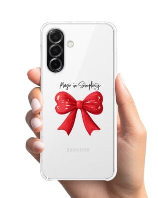 Etui do Samsung Galaxy A26 5G przeźroczyste, silikonowe Flexi, Przytulne święta, Czerwona kokarda