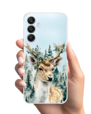 Etui do Samsung Galaxy M35 5G przeźroczyste, silikonowe Flexi, Przytulne święta, Leśny jelonek