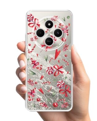 Etui do Xiaomi POCO C75 przeźroczyste, silikonowe Flexi, Cukierki świąteczne