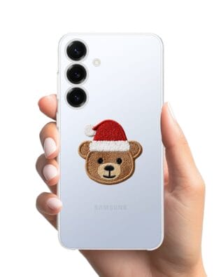 Etui do Samsung Galaxy S25 Plus przeźroczyste, silikonowe Flexi, Przytulne święta, Miś mikołajek