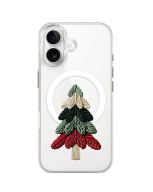 Etui do iPhone 16 z MagSafe przeźroczyste, silikonowe Flexi, Przytulne święta, Dziana choinka