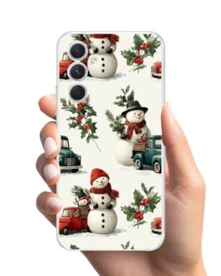 Etui do Samsung Galaxy A54 5G przeźroczyste, silikonowe Flexi, Przytulne święta, Zimowe miasteczko